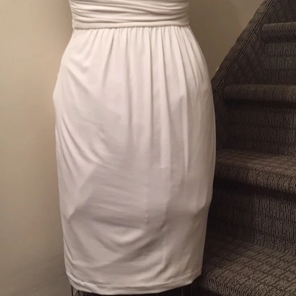 White House Black Market White Draped Sheath Dress - Picture 7 of 8